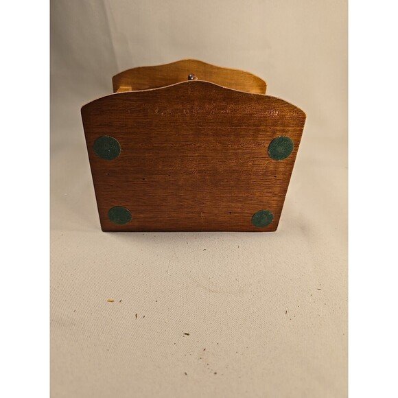 Vintage Cork Coaster Set with Wood Caddy Carrier Holder Brass Trim 082425 - Picture 7 of 10